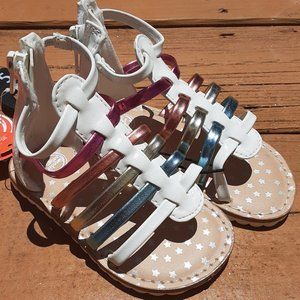 Girls' White Sandals with Neon Straps - NEW!